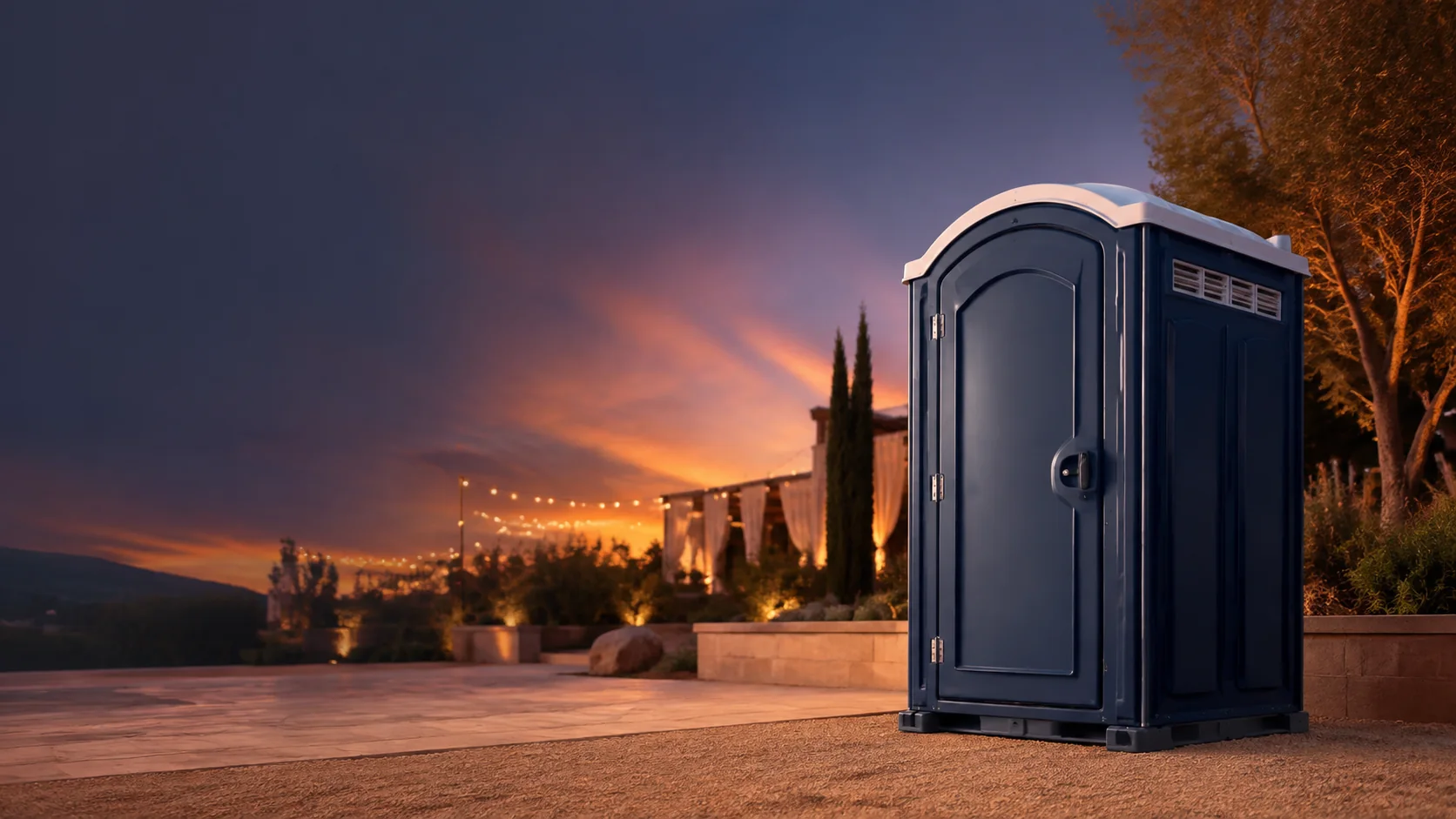 Portable restroom shown for rental planning in Shreveport, LA